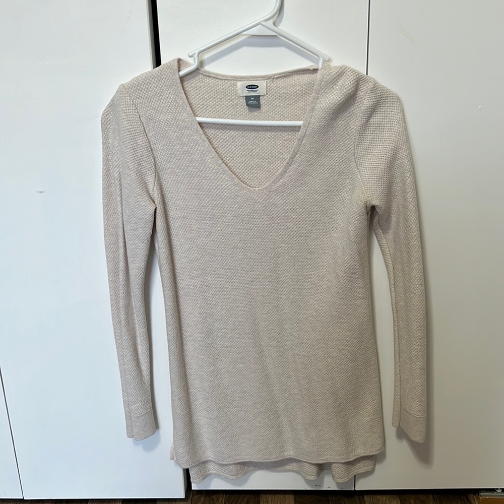 Old Navy cream sweater, waffle detail